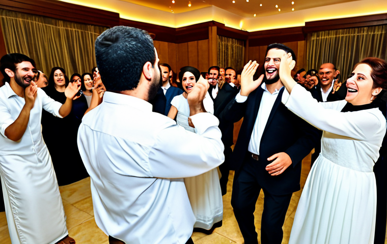 이스라엘의 전통 결혼식 음악 - Traditional Wedding Song**

"A group of fully clothed guests joyfully dancing the Hora at an Israeli...