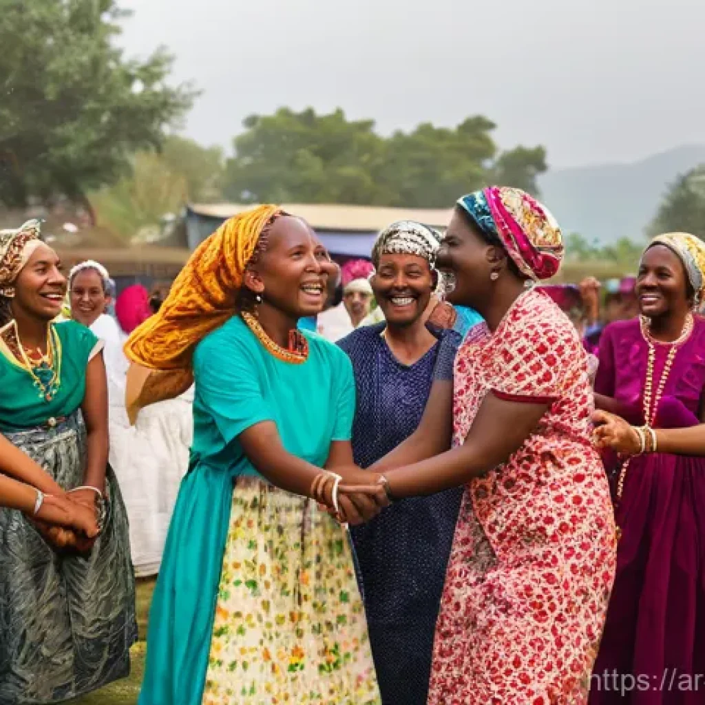 이스라엘 전통 댄스  호라 - **Prompt:** A vibrant, joyful scene of a diverse group of people, ranging from young children (weari...