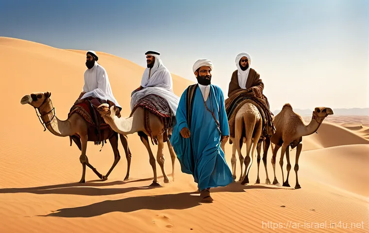 이스라엘과 성경적 역사의 연결성 - **Prompt:** A serene and hopeful depiction of Prophet Abraham (Ibrahim) and his family, including Sa...