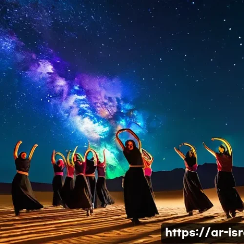 이스라엘의 사막에서 열리는 축제 - **Prompt 1: "Desert Rhythms Under Starlit Skies"**
    "A vibrant and energetic scene of a desert mu...
