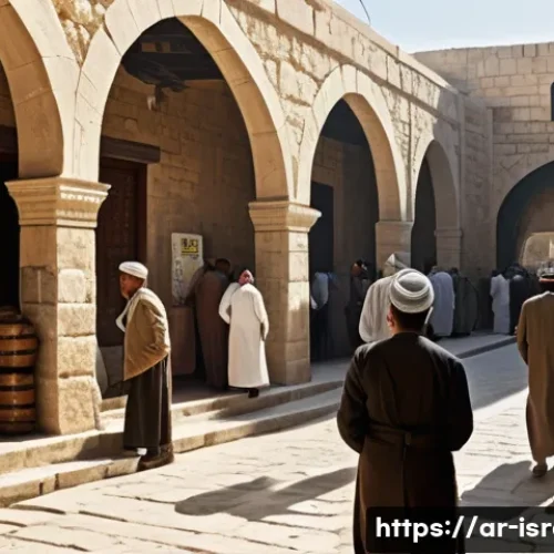 이스라엘과 관련된 역사적 전쟁 - **"A vibrant street scene in Palestine during the British Mandate era, circa 1930s. Palestinian fami...