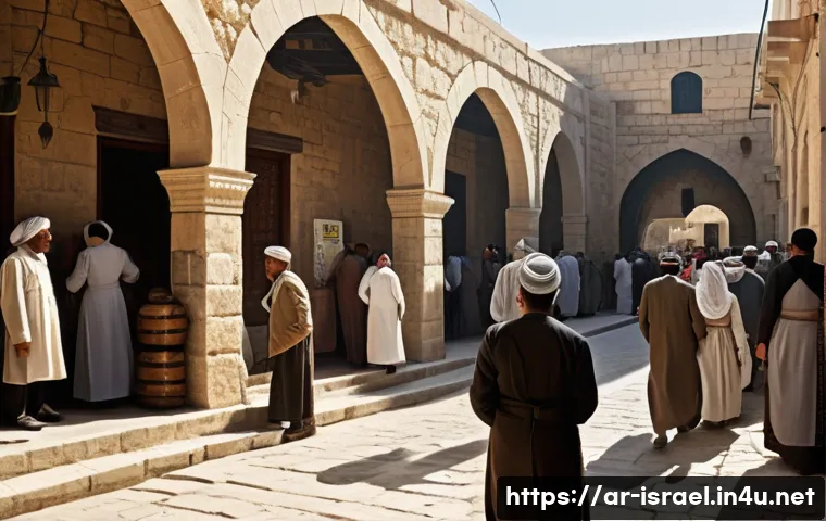 이스라엘과 관련된 역사적 전쟁 - **"A vibrant street scene in Palestine during the British Mandate era, circa 1930s. Palestinian fami...