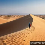 이스라엘의 사막 지형과 여행 방법 - A serene desert landscape in Israel during spring, featuring expansive golden sand dunes gently shap...