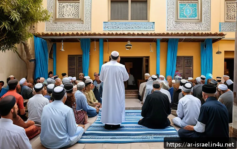 이스라엘 유대교와 세속화 - A vibrant urban Jewish neighborhood scene in Tel Aviv during a religious holiday, showing a diverse ...