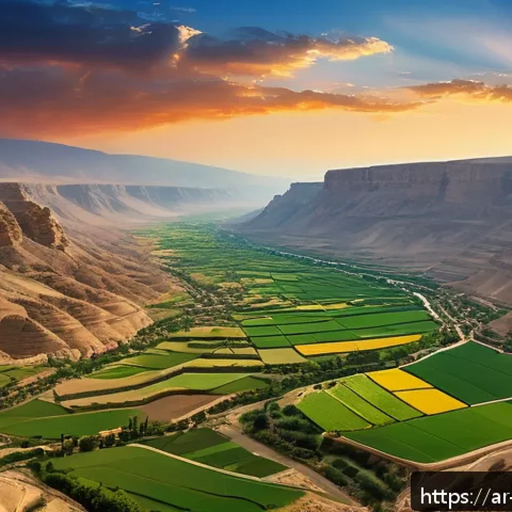 이스라엘 요르단계곡 여행 - A panoramic view of the Jordan Valley showcasing its unique geographical diversity: fertile plains b...